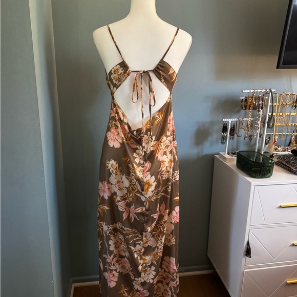 FREE PEOPLE ELLA Flora Print Maxi Dress 12 large cowl neck slip dress - Picture 9 of 10